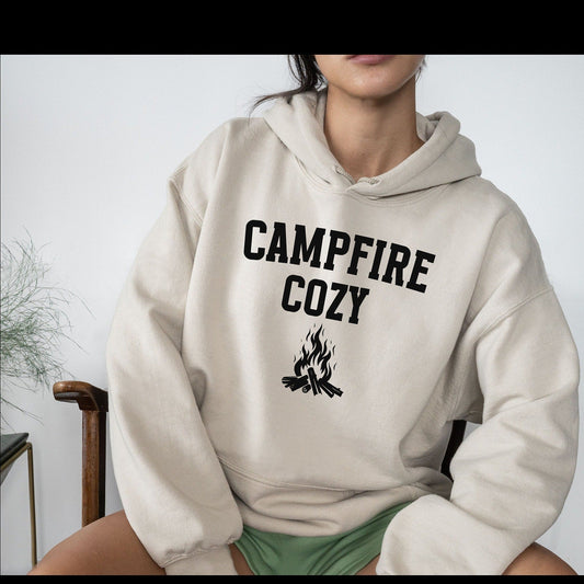 Campfire Life Cozy Camping Graphic Long Sleeve Pullover Hoodie Sweatshirt Mothers Day Gift Daughter Gift Bonfire Sweatshirt Camping Trip