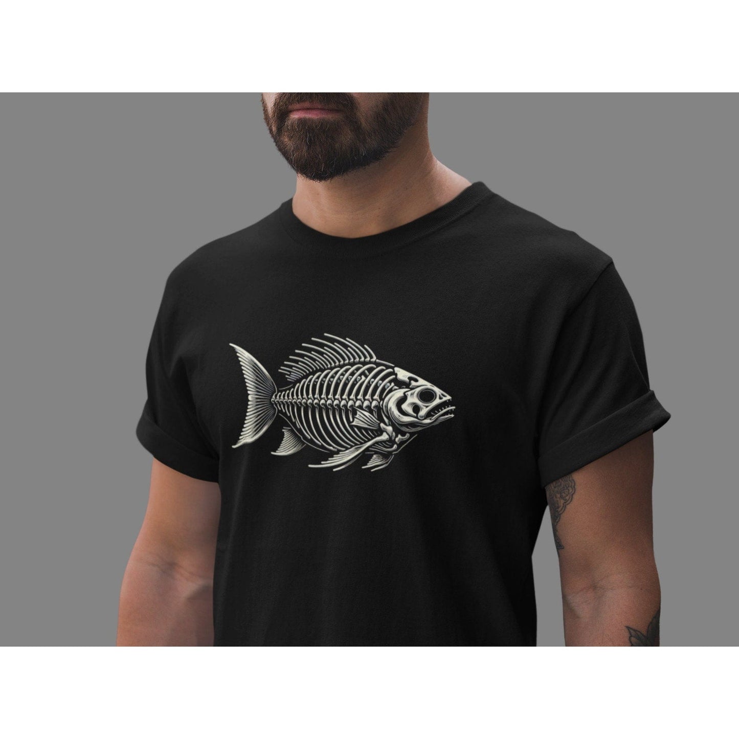 Fishing Skeleton Unisex T-Shirt Born To Fish Forced To Work Mens Tshirt Fathers Day gift bass Birthday gifts for dad husband daddy grandpa