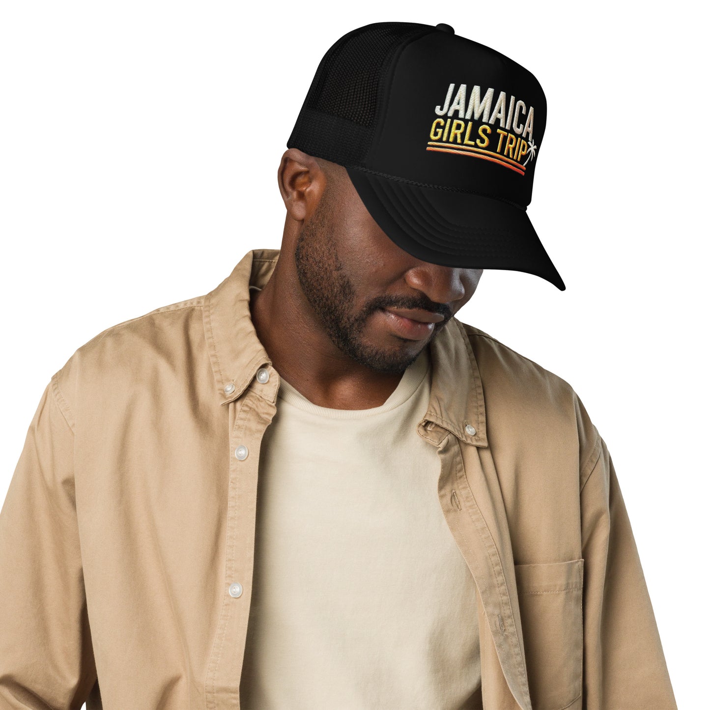 Embroidered 'Jamaica Girls Trip' Foam Trucker Hat – Vacation Destination Celebration Hat