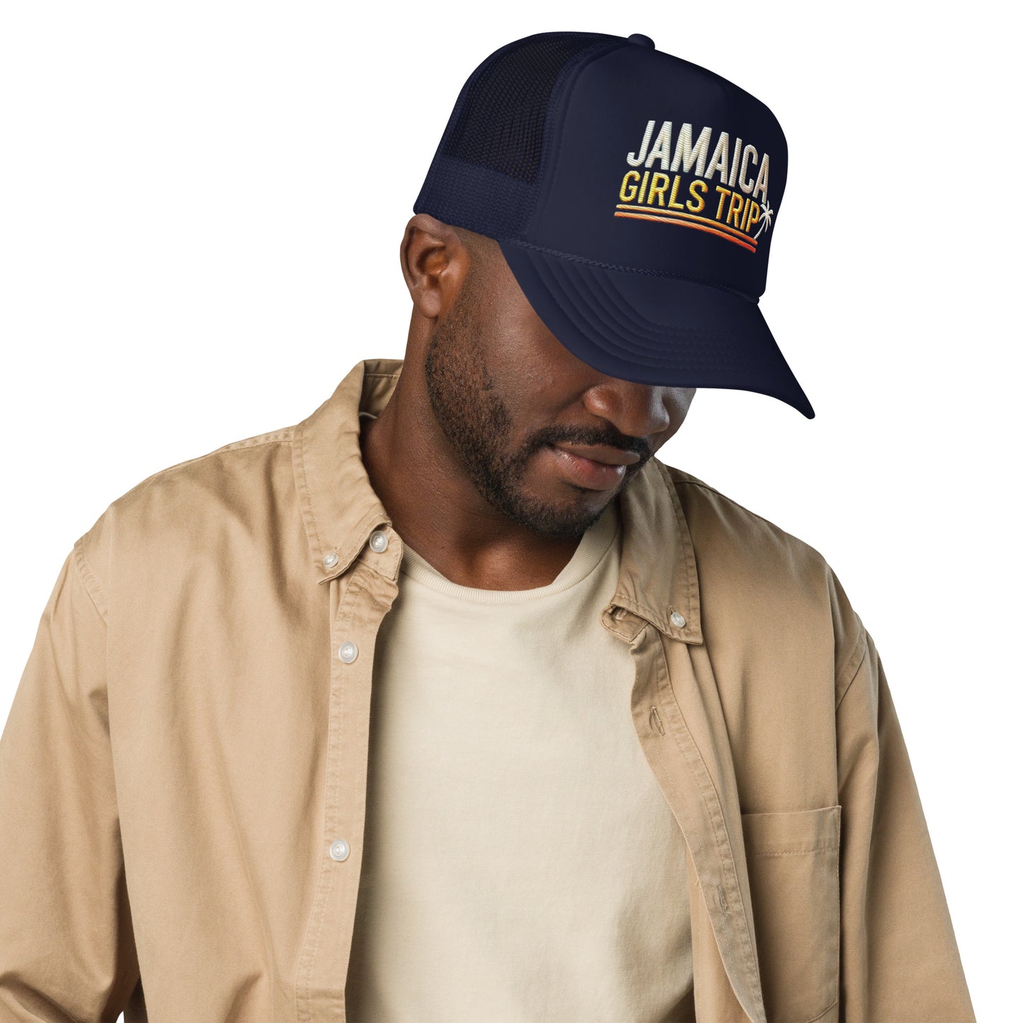 Embroidered 'Jamaica Girls Trip' Foam Trucker Hat – Vacation Destination Celebration Hat