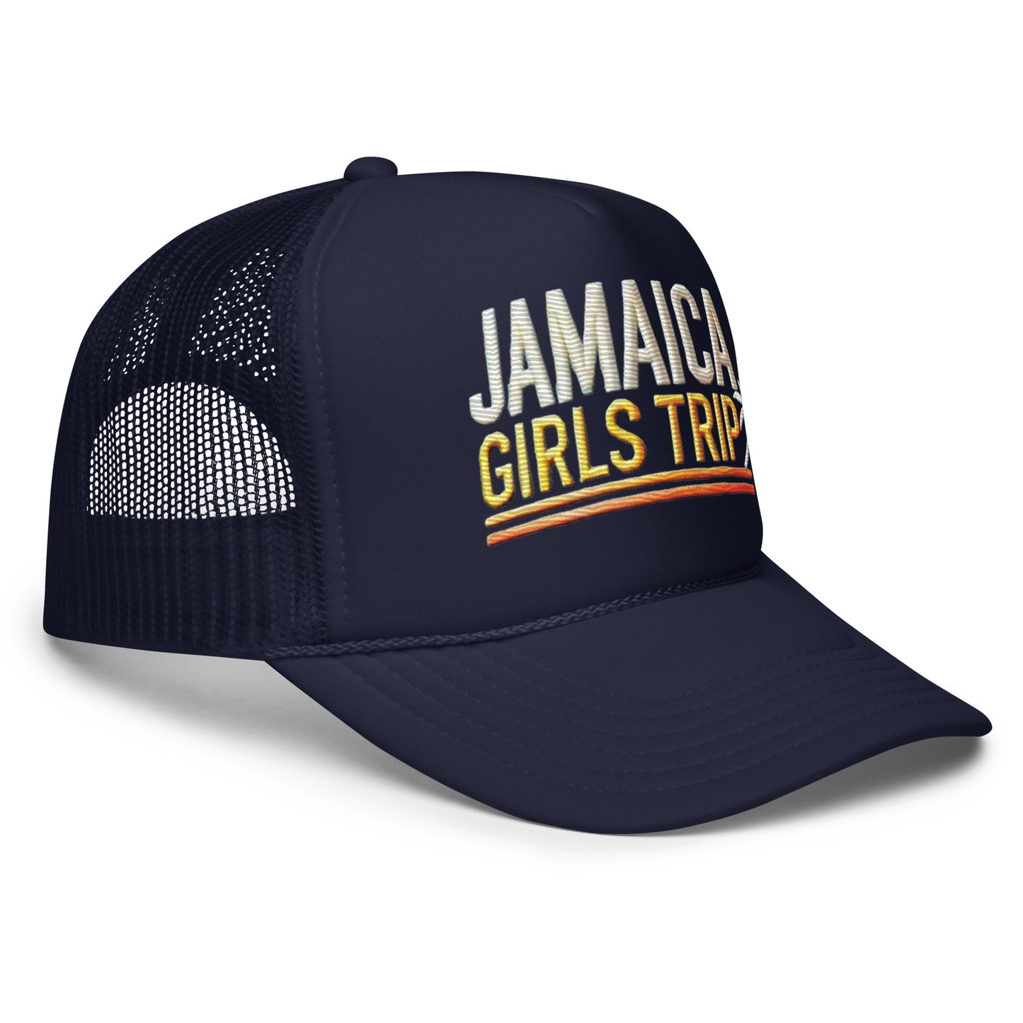 Embroidered 'Jamaica Girls Trip' Foam Trucker Hat – Vacation Destination Celebration Hat