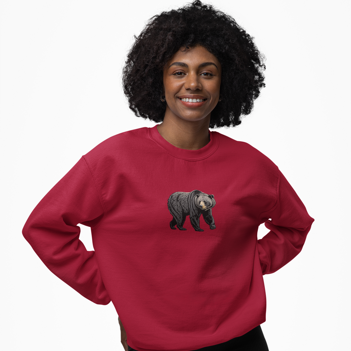 Black Bear Crew Neck Sweatshirt  Cozy Wildlife-Inspired Casual Adventure Pullover