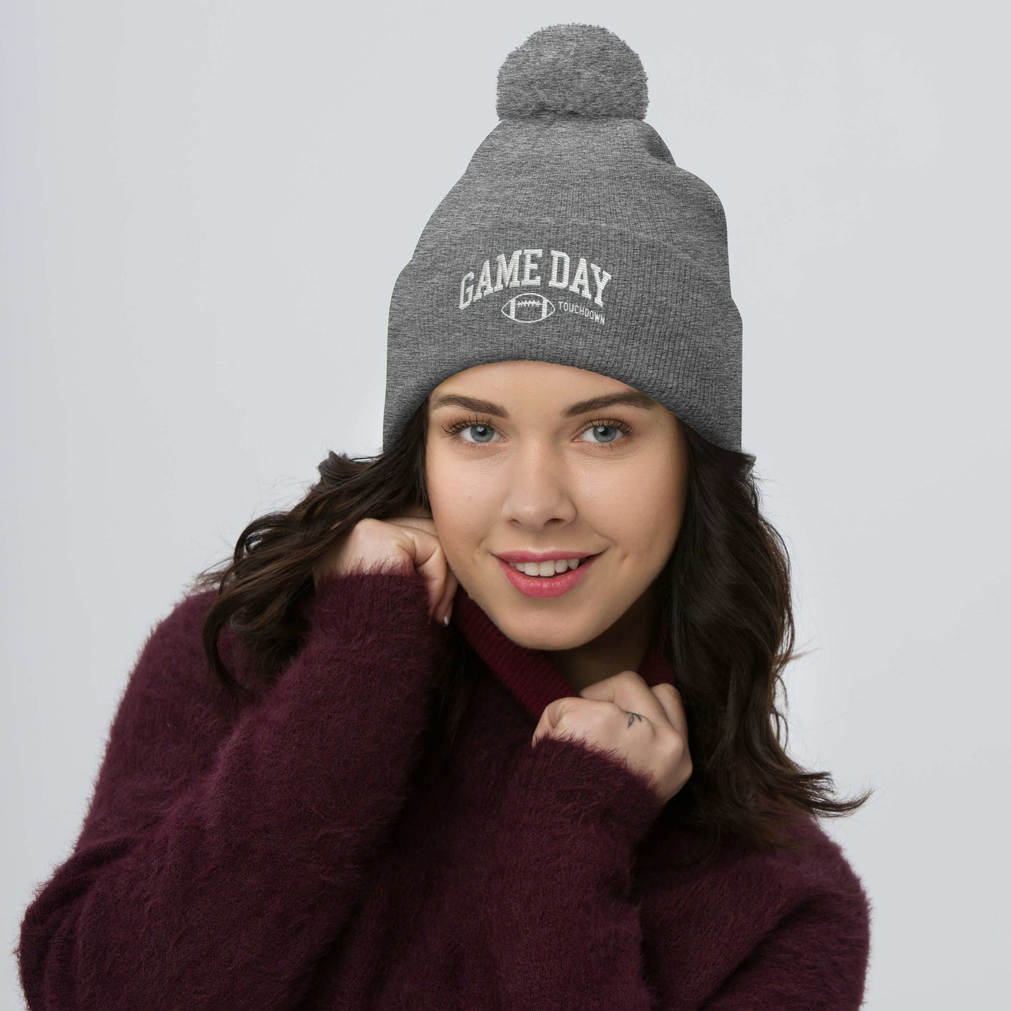 Gameday Embroidered Pom-Pom Beanie