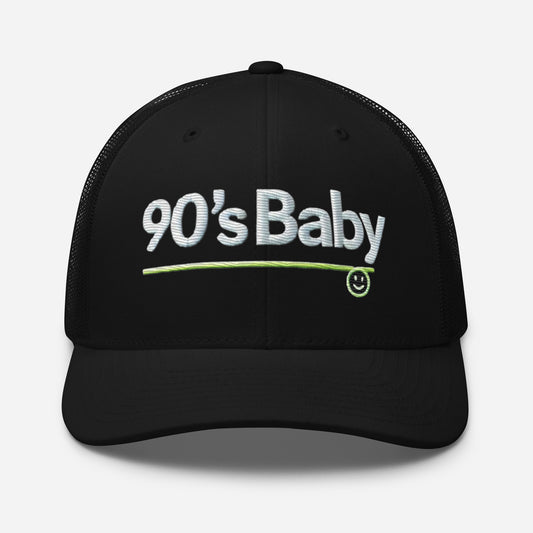 Embroidered 90's Baby' Trucker Cap – Mesh Back, Adjustable Snapback 90's Hat