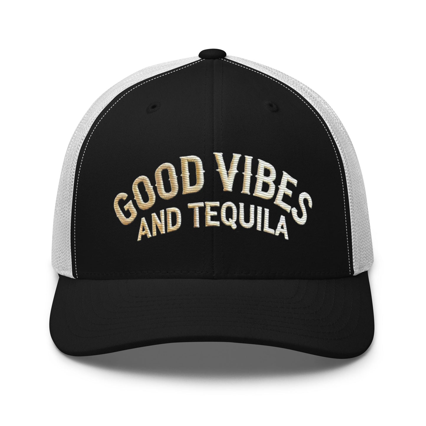 Good Vibes and Tequila Embroidered Trucker Cap: Classic Mesh Back, Adjustable Fit Great Gift