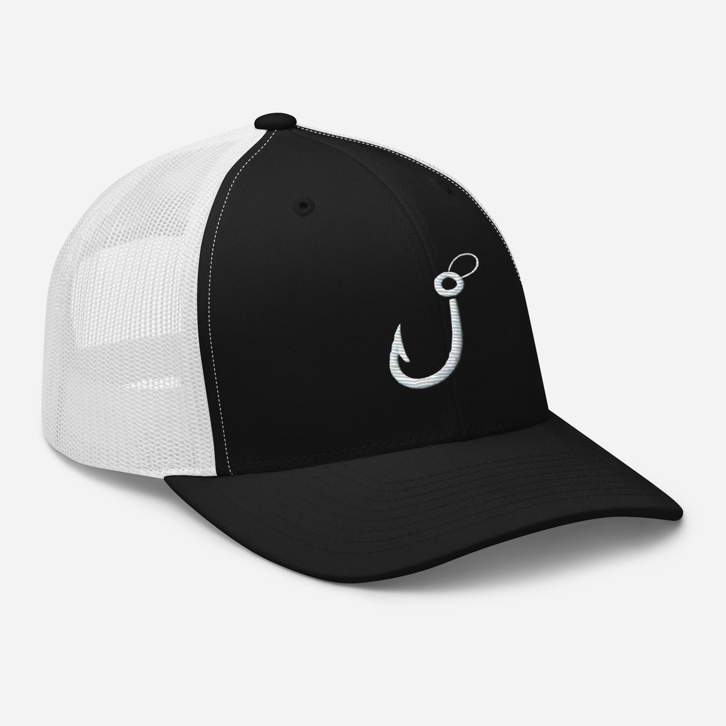 Embroidered Fishing Hook Trucker Cap