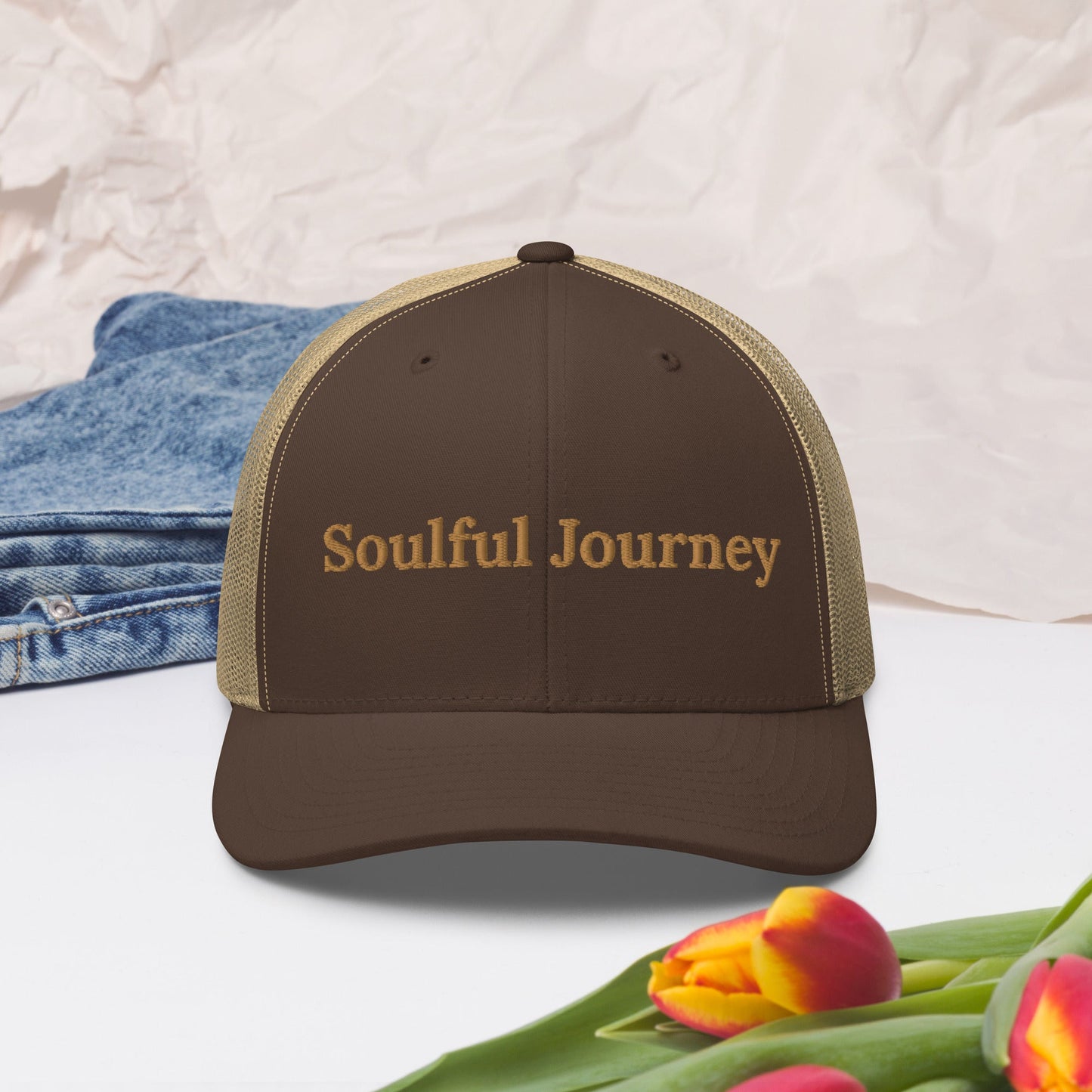 soulful journey embroidered trucker cap