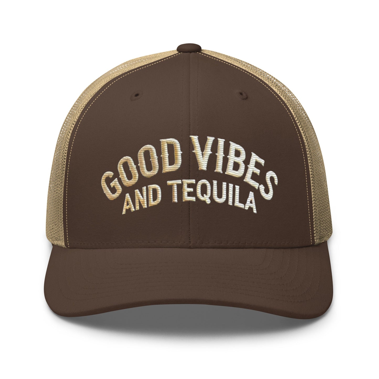 Good Vibes and Tequila Embroidered Trucker Cap: Classic Mesh Back, Adjustable Fit Great Gift