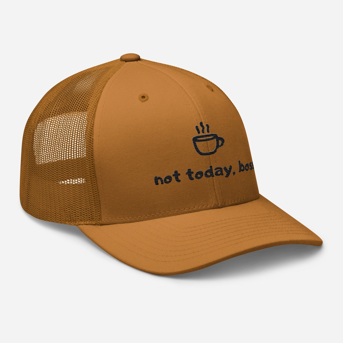 Not Today Boss Embroidered Trucker Cap - Humor Funny Mesh Hat