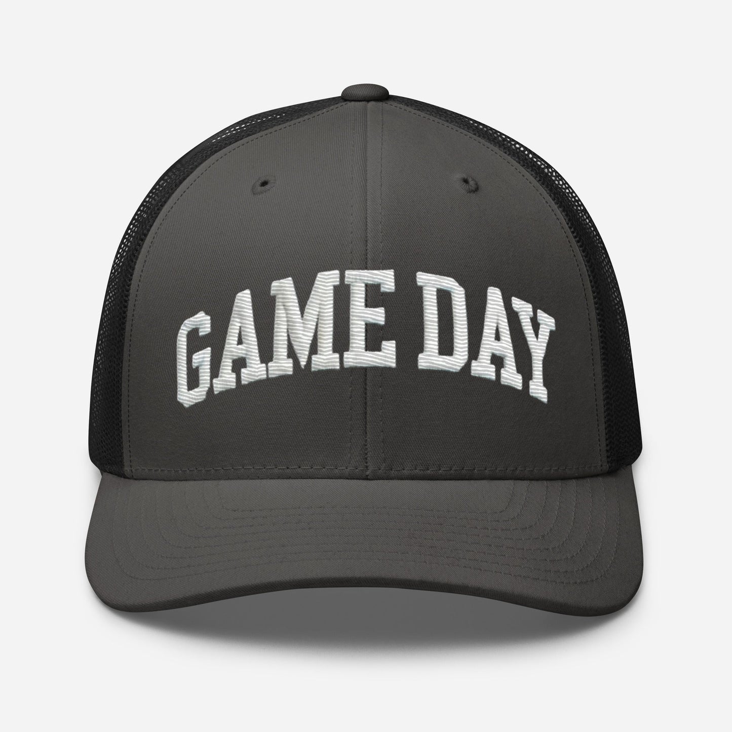 Embroidered "Game Day" Trucker Cap – Classic Fit with Adjustable Snapback Football Soccer Baseball Hockey Basketball