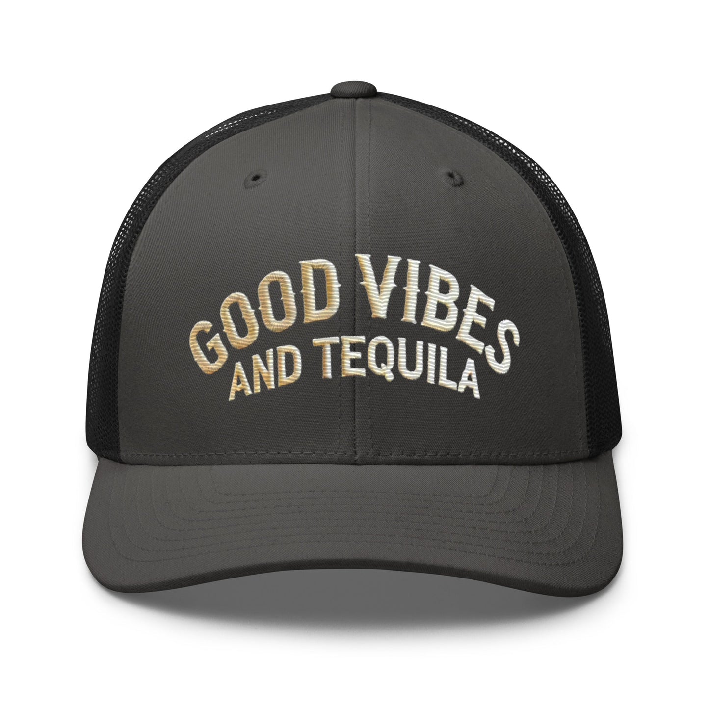 Good Vibes and Tequila Embroidered Trucker Cap: Classic Mesh Back, Adjustable Fit Great Gift