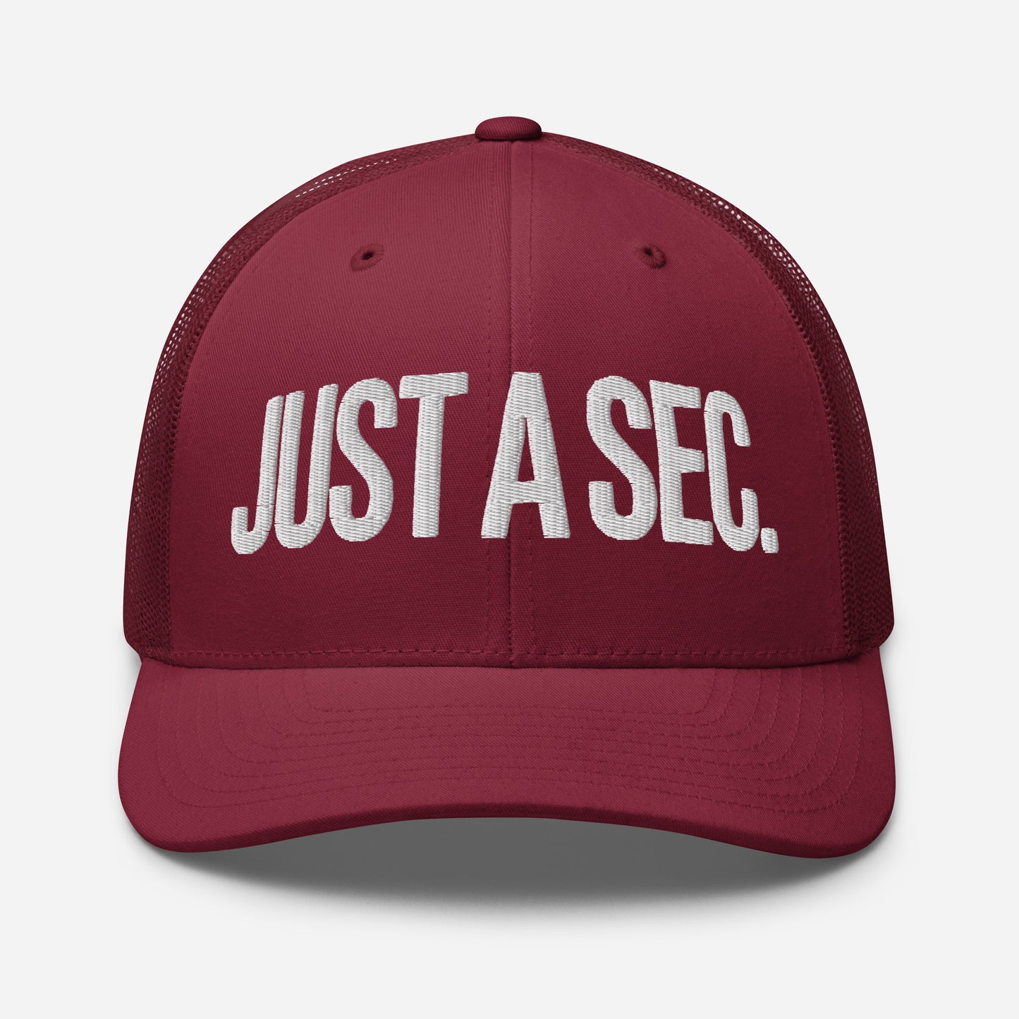 Embroidered "Just A Sec" Trucker Cap – Comfortable & Classic for Sunny Days