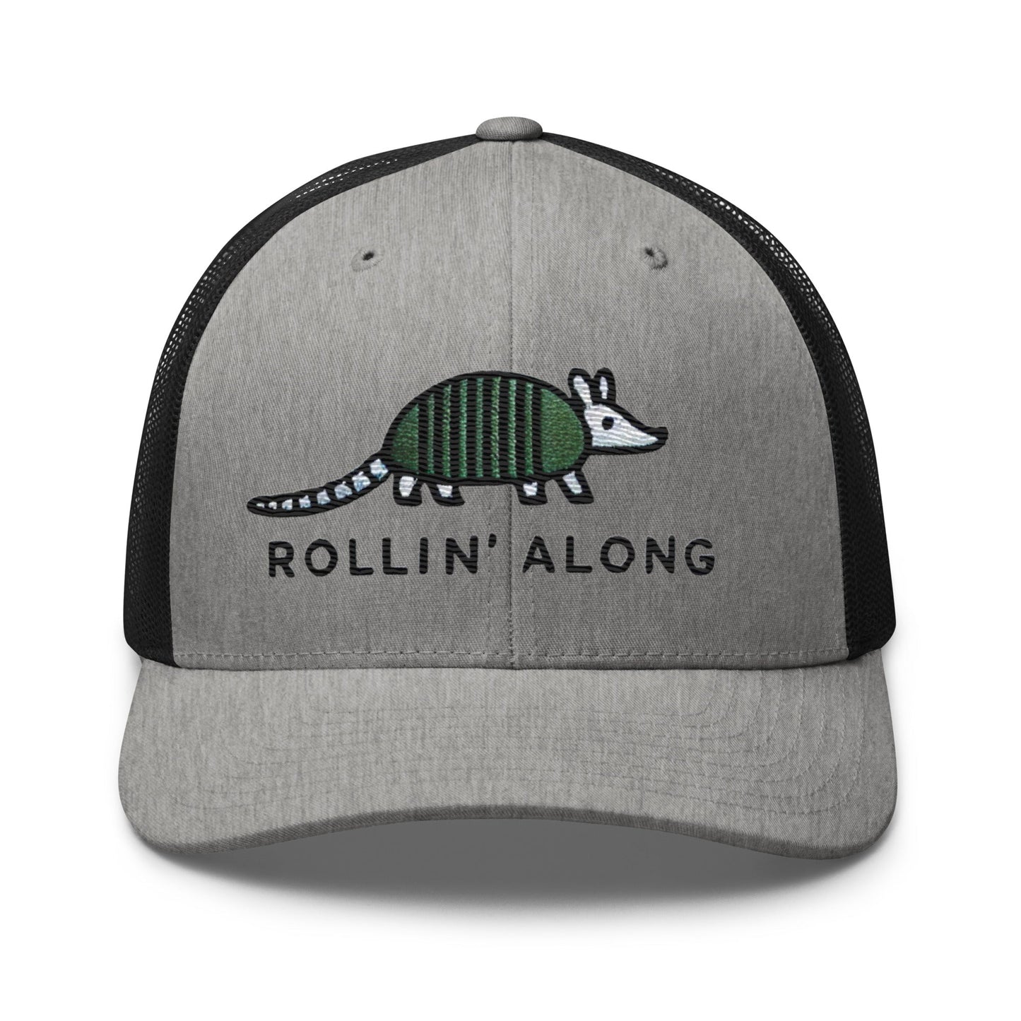 Embroidered Armadillo Rollin' Along Trucker Cap, Mesh Back Adjustable Hat Great Gift Idea