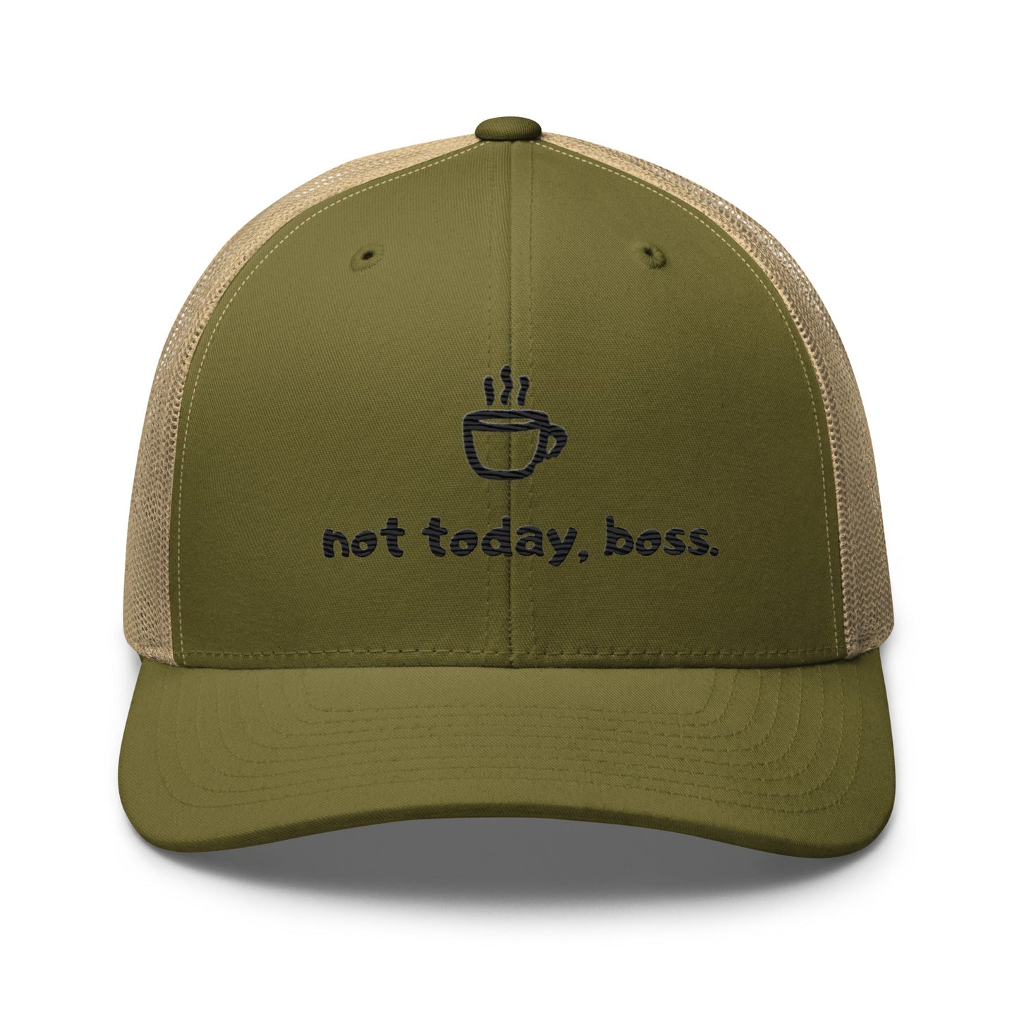 Not Today Boss Embroidered Trucker Cap - Humor Funny Mesh Hat