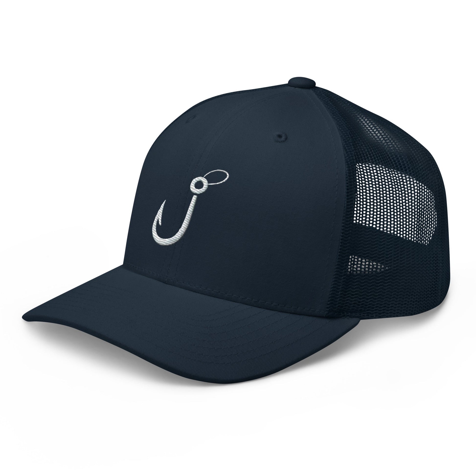 Embroidered Fishing Hook Trucker Cap