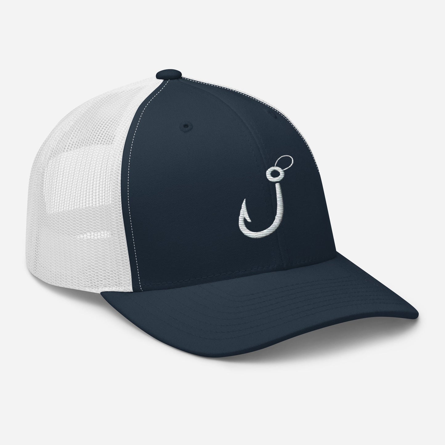 Embroidered Fishing Hook Trucker Cap