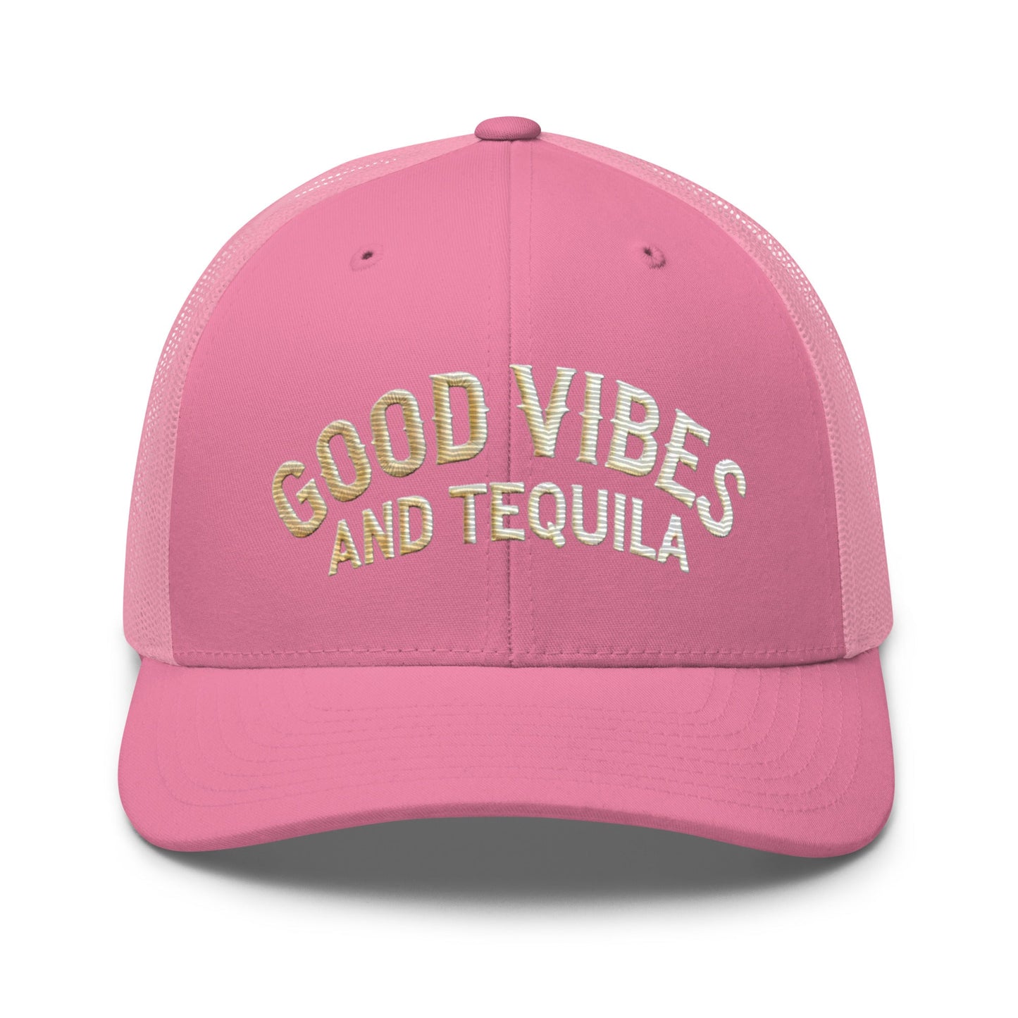 Good Vibes and Tequila Embroidered Trucker Cap: Classic Mesh Back, Adjustable Fit Great Gift