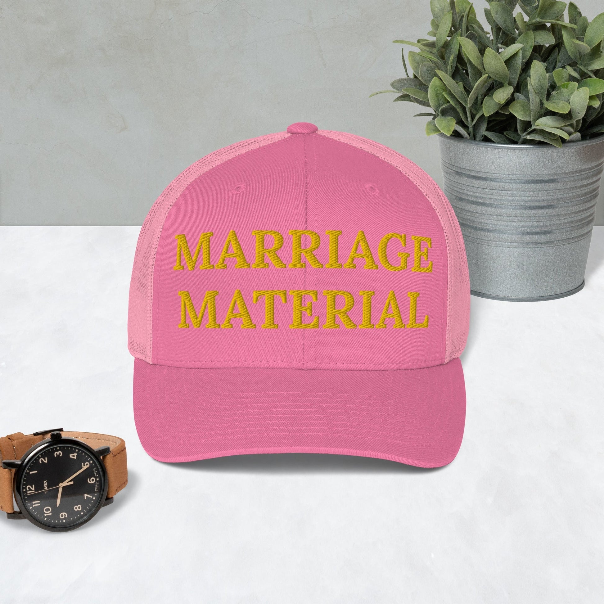 Marriage Material Embroidered Trucker Cap