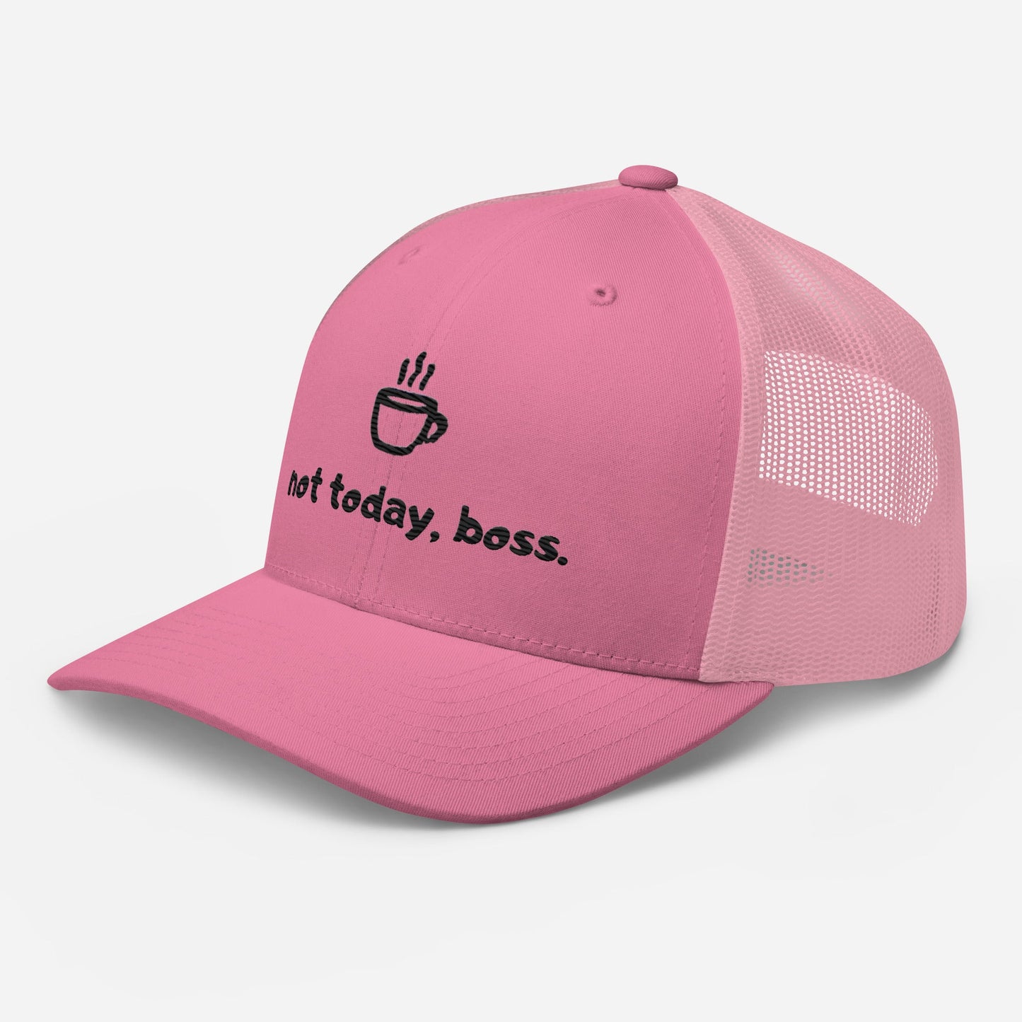 Not Today Boss Embroidered Trucker Cap - Humor Funny Mesh Hat