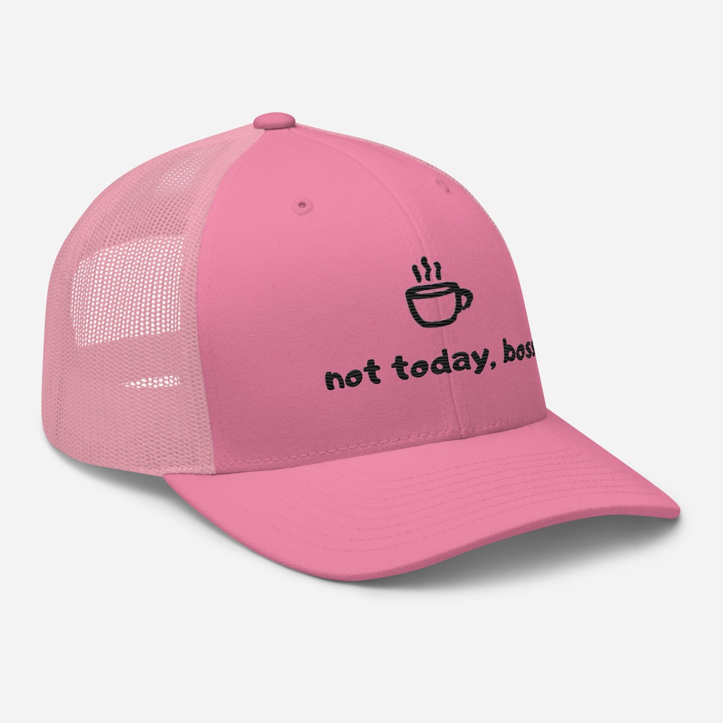 Not Today Boss Embroidered Trucker Cap - Humor Funny Mesh Hat