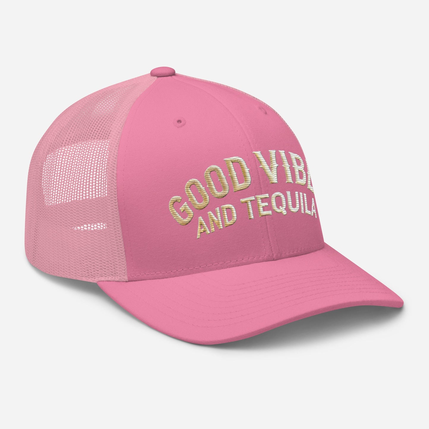 Good Vibes and Tequila Embroidered Trucker Cap: Classic Mesh Back, Adjustable Fit Great Gift