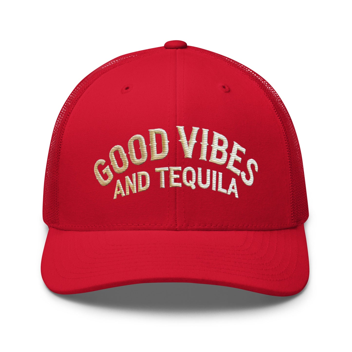 Good Vibes and Tequila Embroidered Trucker Cap: Classic Mesh Back, Adjustable Fit Great Gift