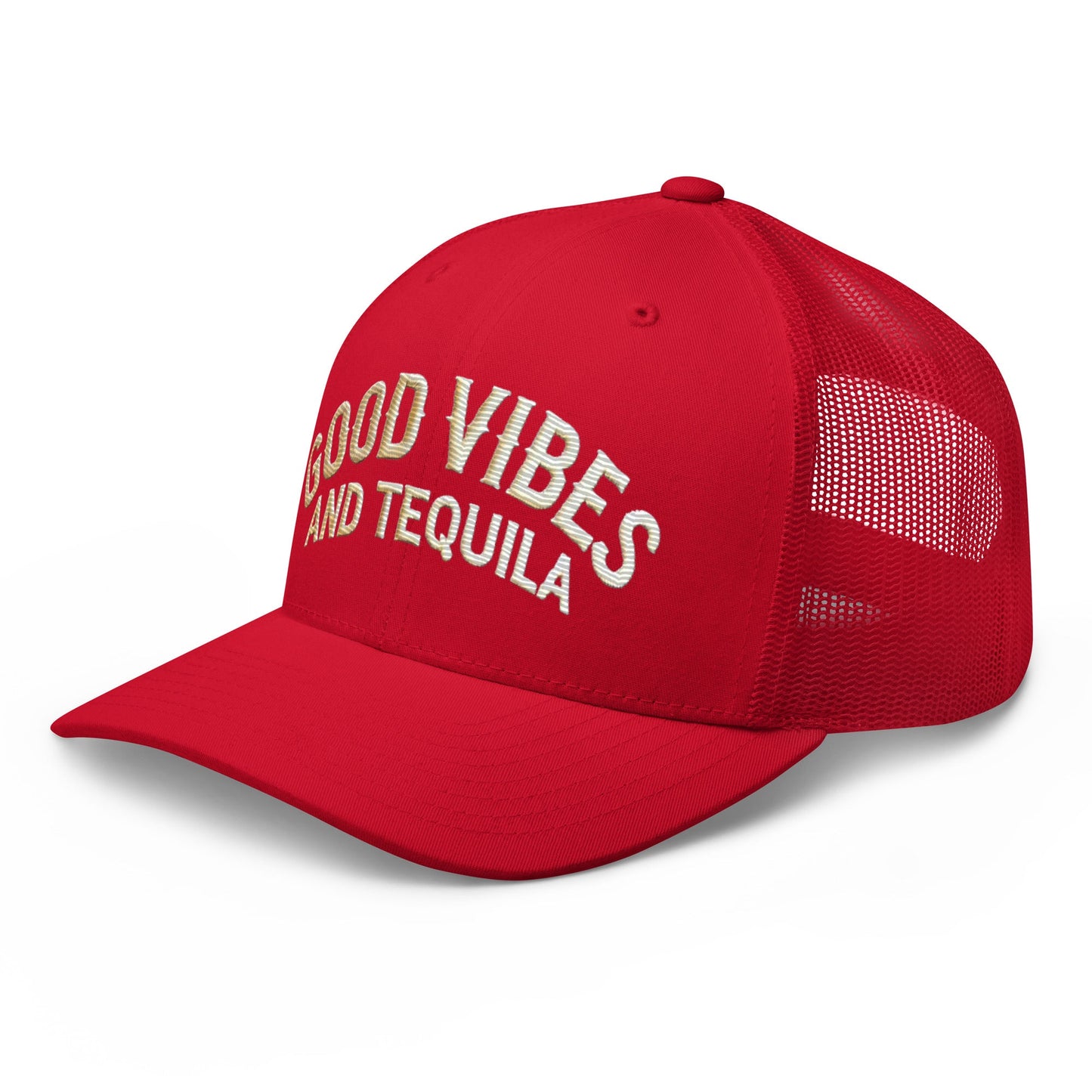 Good Vibes and Tequila Embroidered Trucker Cap: Classic Mesh Back, Adjustable Fit Great Gift