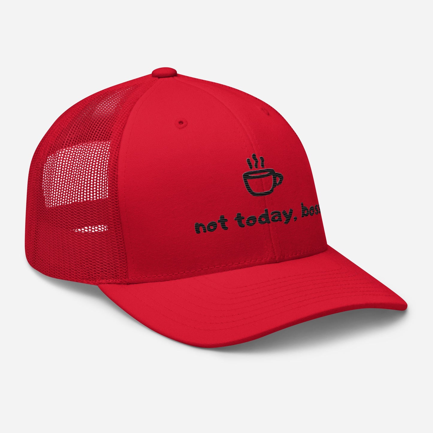 Not Today Boss Embroidered Trucker Cap - Humor Funny Mesh Hat