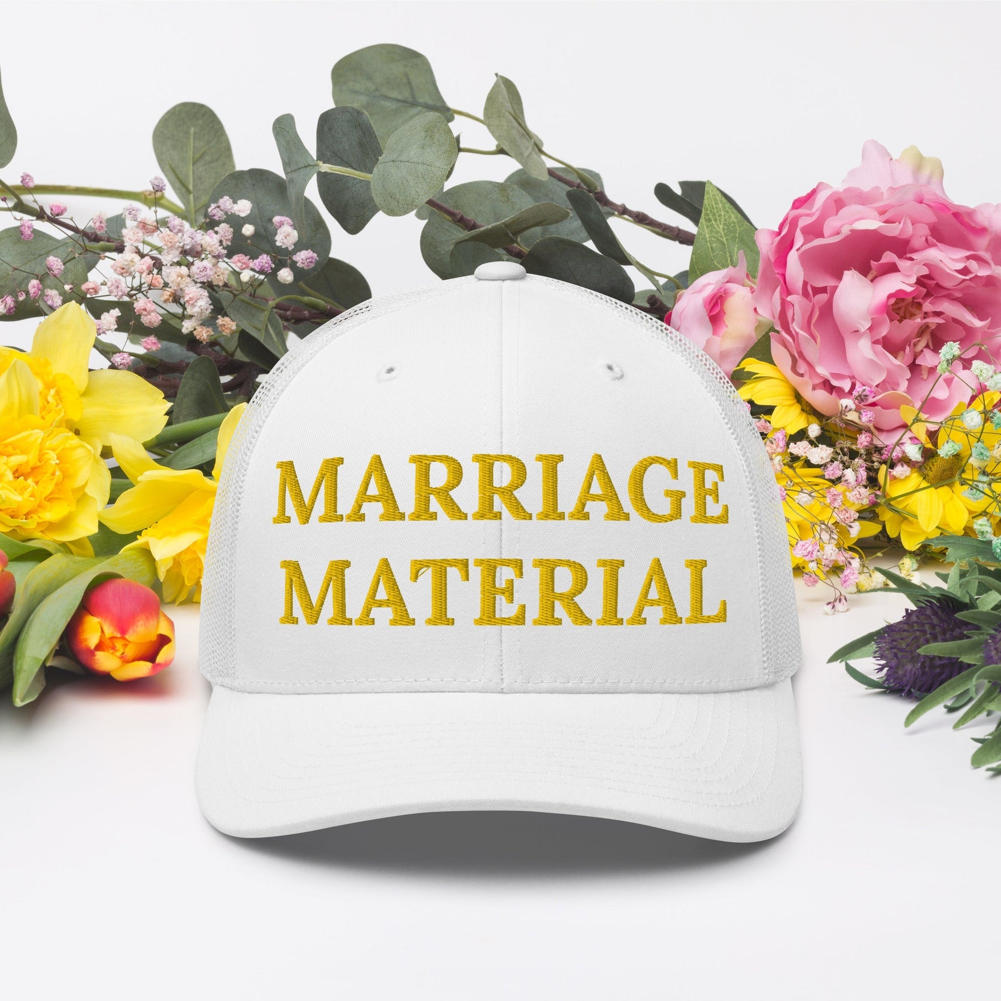 Marriage Material Embroidered Trucker Cap