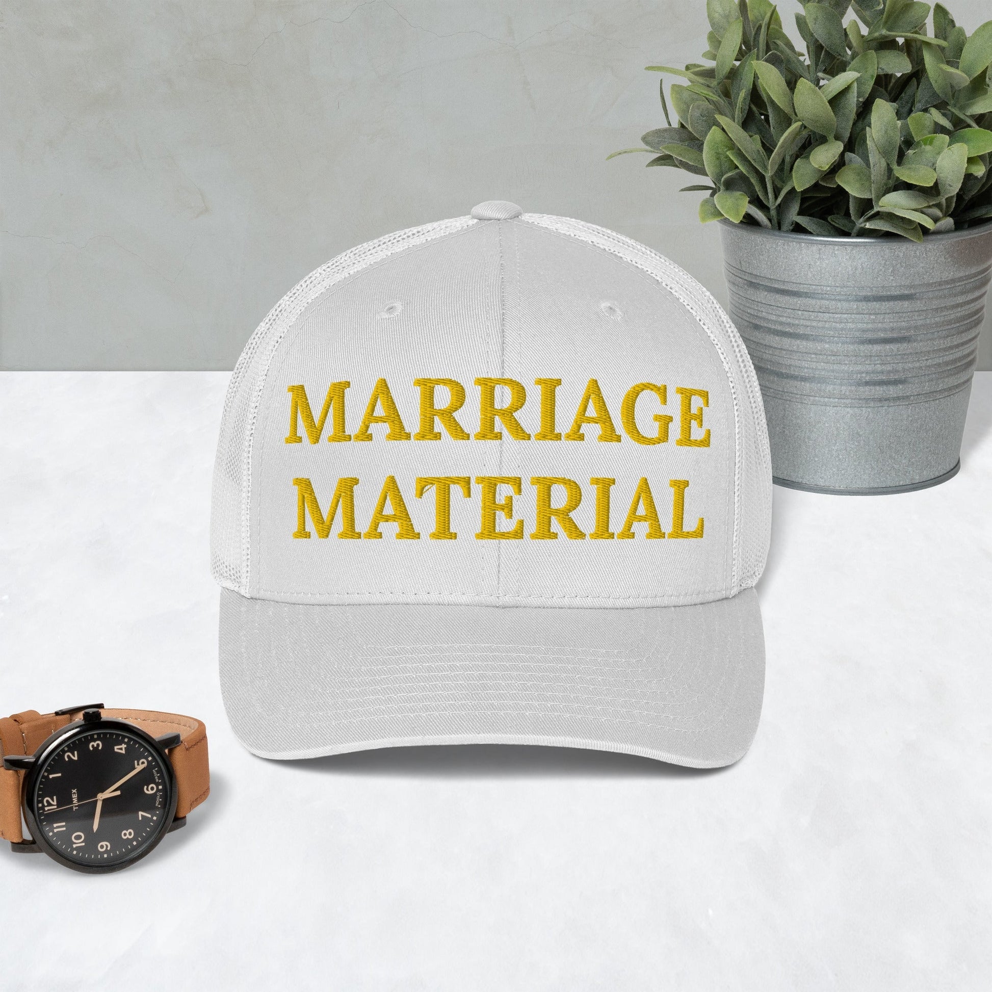 Marriage Material Embroidered Trucker Cap