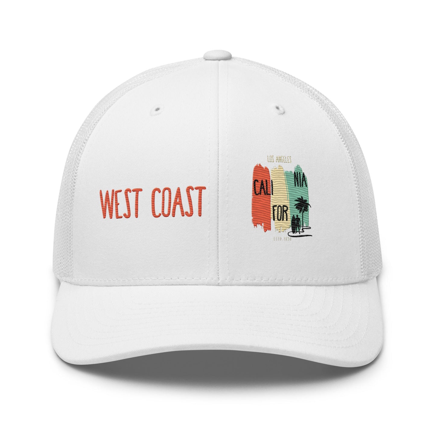 West Coast Los Angeles Embroidered Snapback Trucker Hat, Adjustable Mesh Back Cap