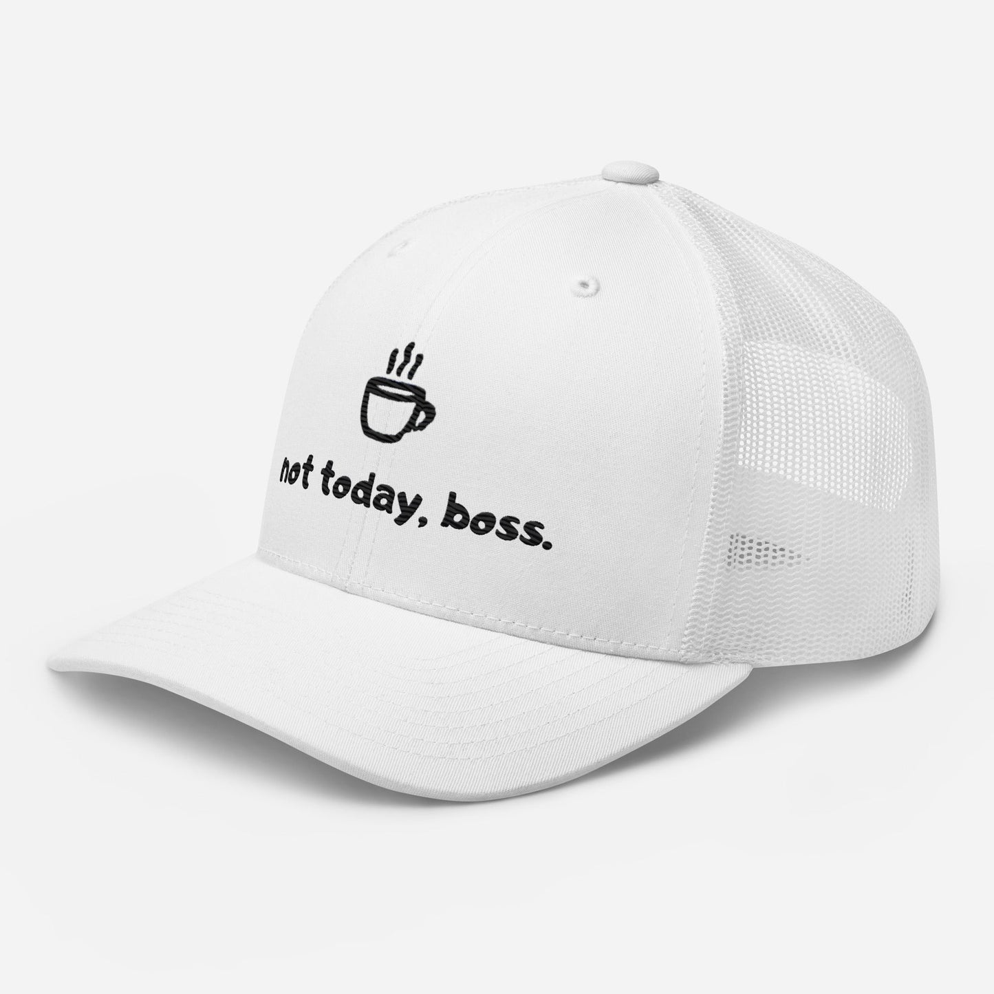 Not Today Boss Embroidered Trucker Cap - Humor Funny Mesh Hat