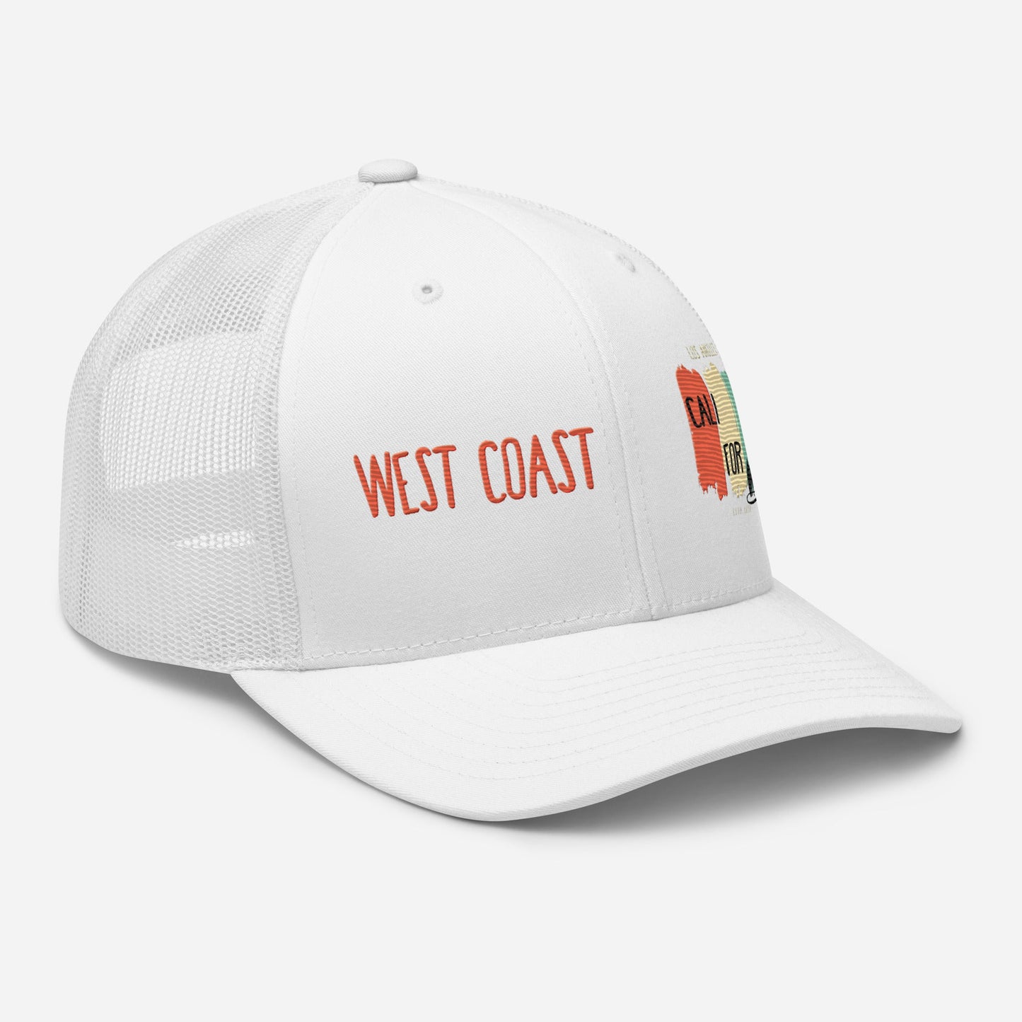 West Coast Los Angeles Embroidered Snapback Trucker Hat, Adjustable Mesh Back Cap